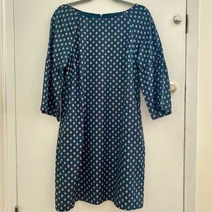 Banana Republic Long Sleeve Navy Patterned Dress
